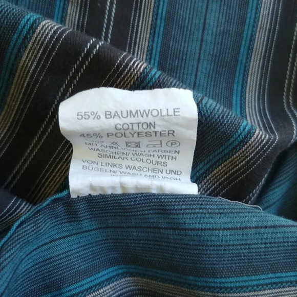 Sergio Maldini Dress Shirt, Button Down, Striped, Teal/Black/Gray, XL - Picture 9 of 9